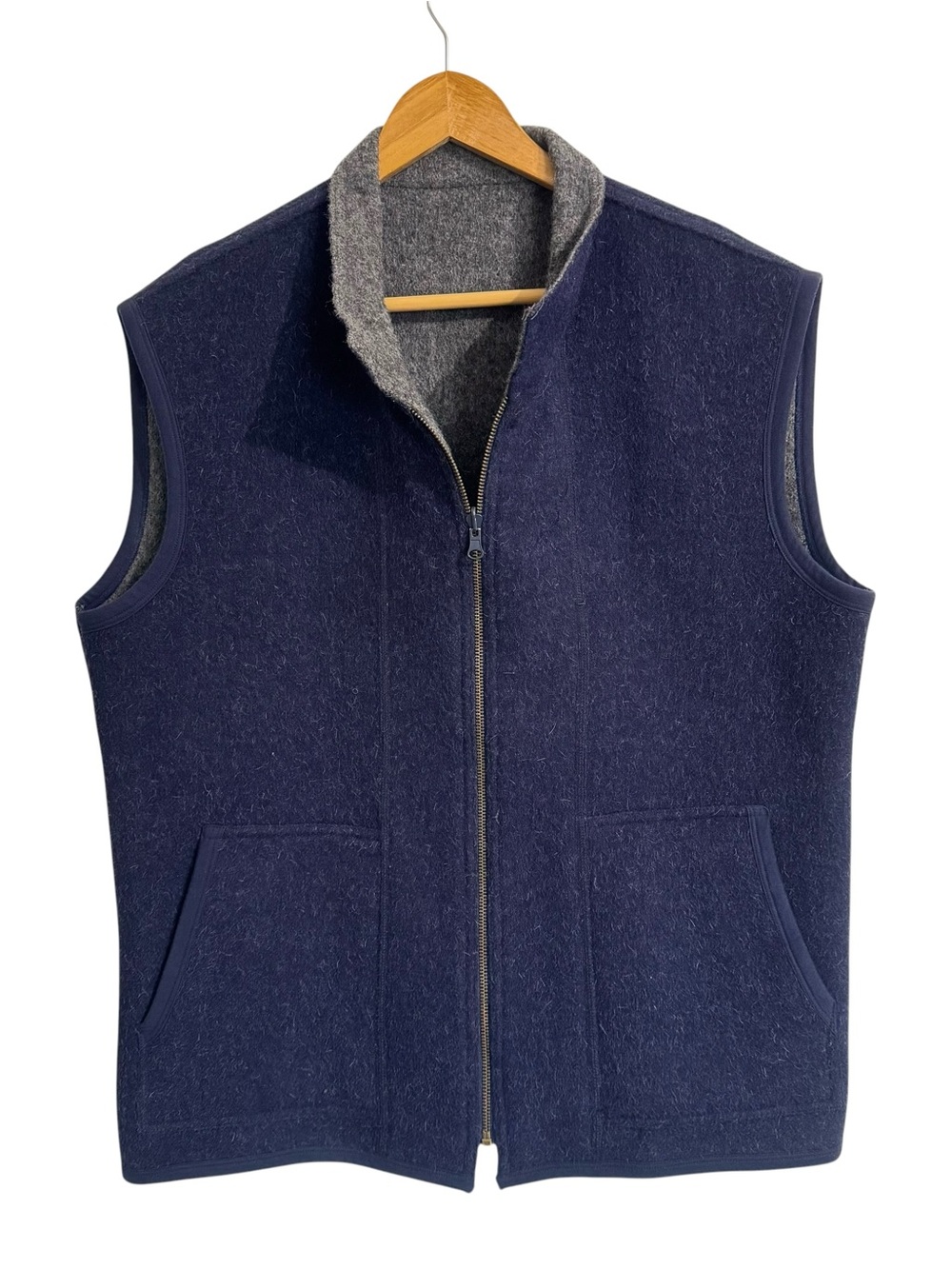 Peruvian Connection Alpaca Blue Gray Reversible Vest Jacket Men’s M Gorpecore